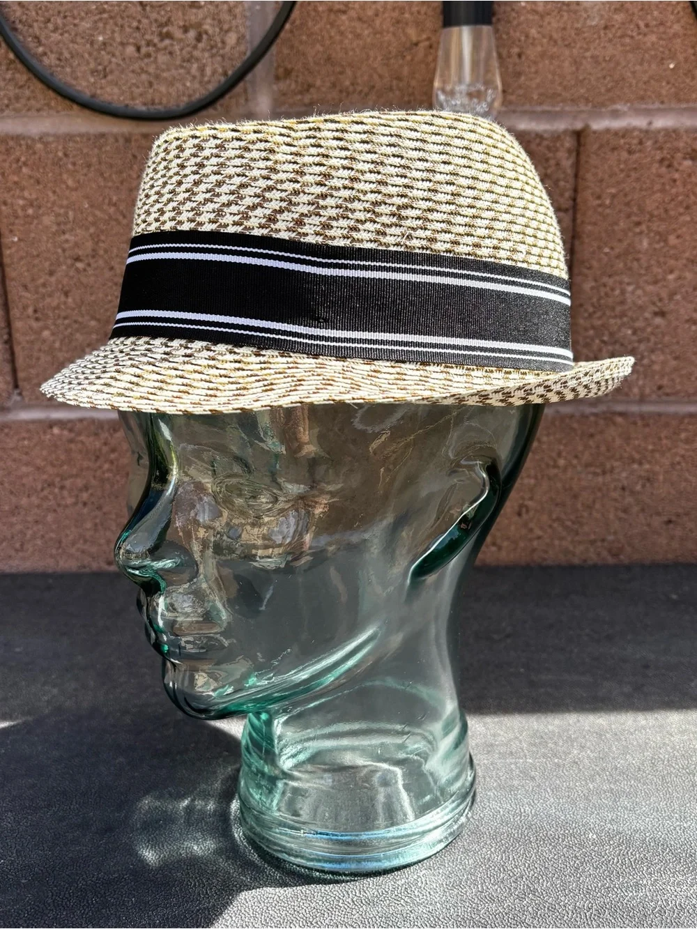 Goorin Bros Fedora Straw Hat Cap Beige Gold White Tan Brown Men's Medium - Picture 2 of 7